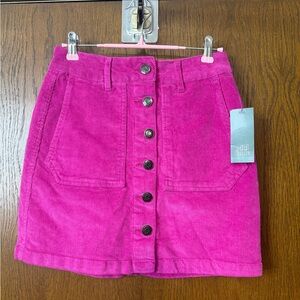 wild fable Hot Pink Corduroy Button-Front Mini Skirt
